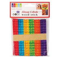 Südor Ahşap Çubuk Küçük Geçmeli 50'Li Paket Renkli