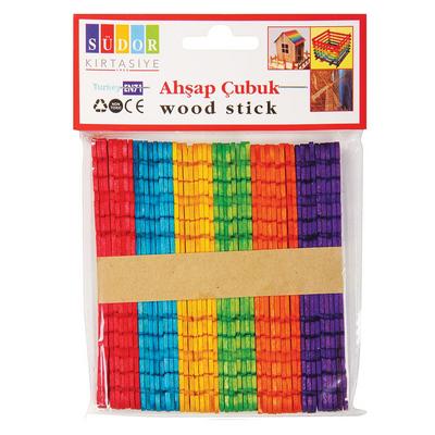 Südor Ahşap Çubuk Küçük Geçmeli 50'Li Paket Renkli