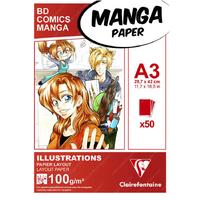 Clairefontaine Illustrations Manga Kağıt Bloğu 100Gr A3 50 Yaprak