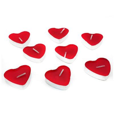 Tea Light Çay Mumu 50'Li Paket Kalp Şekilli Kırmızı