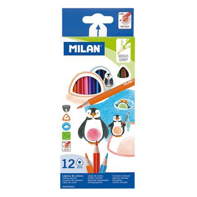 Milan Ergo Grip Üçgen Kuru Boya Tam Boy 12 Renk