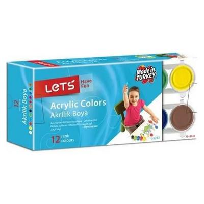 Lets Akrilik Boya Şişe 12 Renk