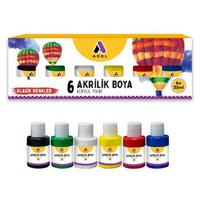 Adel Akrilik Boya 6'Lı Set Klasik Renkler 6X60ml