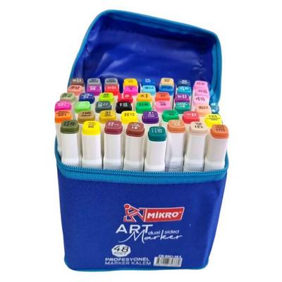 Mikro Zw-8001-48S Art Marker Çift Taraflı Marker Kalem Seti 48'Li