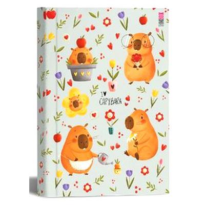 Thinkbook Tb-015 Sert Kapak Defter 14X20 208 Sayfa Çizgili Capybara Çiçekler