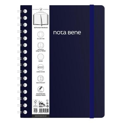Victoria's Journals Premium Nota Bene A4 Spiralli Defter Çizgili Lacivert