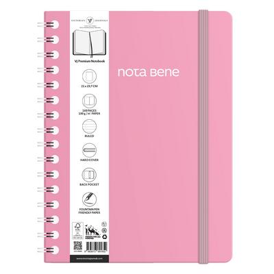 Victoria's Journals Premium Nota Bene A4 Spiralli Defter Çizgili Pembe