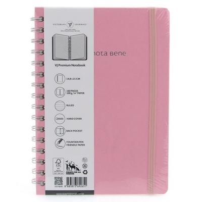 Victoria's Journals Premium Nota Bene A5 Spiralli Defter Çizgili Pembe