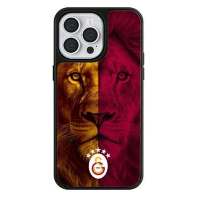Galatasaray 25040 Telefon Kılıfı 14 Pro Max Yıldız Parçalı Aslan