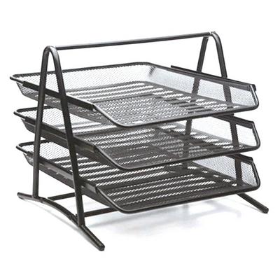 Bion 9309 Perfore Metal Evrak Rafı 3 Katlı Siyah