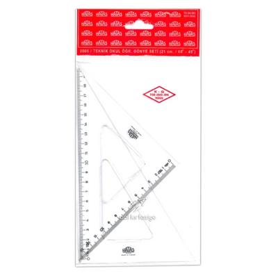 Hatas 0805 Teknik Okul Küçük Gönye Seti 30-60-45 Derece 21 Cm
