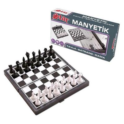 Star 3 Oyun Bir Arada Mini Manyetik Set Satranç Tavla Dama