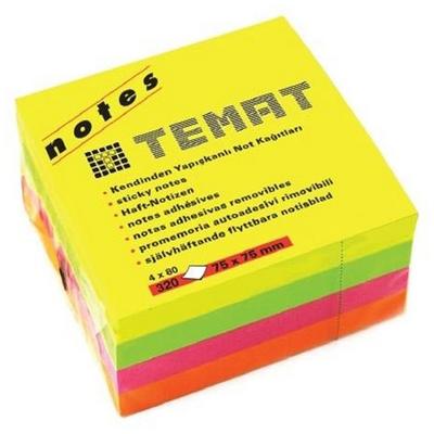 Temat Yapışkanlı Not Kağıdı 75X75mm 320'Li Karışık Renkli