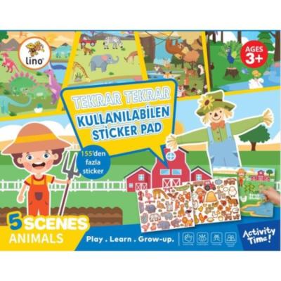 Lino Tekrar Kullanılabilen Sticker Pad Büyük Boy Hayvanlar