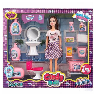Cindy Doll Clean Power Lavabo Ve Temizlik Setli Bebek