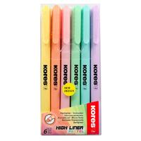 Kores Fosforlu Kalem Pastel Renkler 6 Renk Set