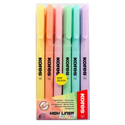 Kores Fosforlu Kalem Pastel Renkler 6 Renk Set