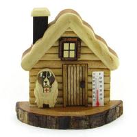 Figurine House Termometreli Ahşap Ev Dekor Beige