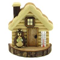 Figurine House Termometreli Ahşap Ev Dekor Bear