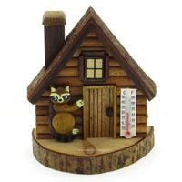 Figurine House Termometreli Ahşap Ev Dekor Raccoon