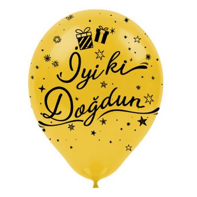 Balon 12 İnch 30Cm 10'Lu Paket Baskılı İyi Ki Doğdun Altın