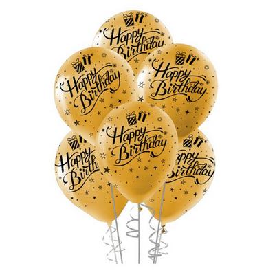 Balon 12 İnch 30Cm 10'Lu Paket Baskılı Happy Birthday Altın