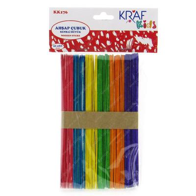 Zizu Ahşap Çubuk Büyük 50'Li Paket Renkli