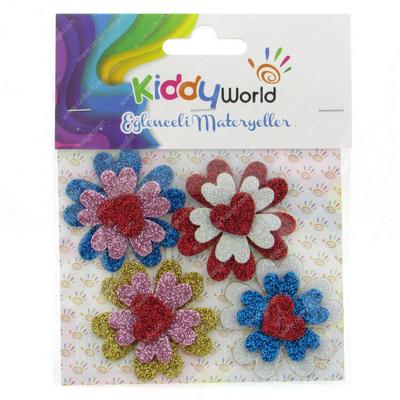 Kiddy World Şekilli Yapışkanlı Eva Simli Kalpli Çiçek