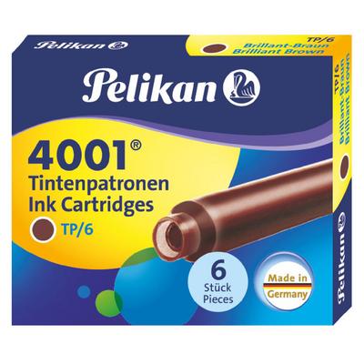 Pelikan 4001 Mürekkep Dolmakalem Kartuşu 6'Lı Kahverengi