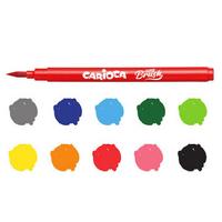 Carioca Super Brush Fırça Uçlu Keçeli Kalem 10 Renk