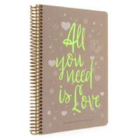 Gıpta Love Book Sp Defter 17X24cm 120 Yaprak Kareli All You Need Is Love Green