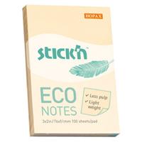Hopax Stıck'n Eco Notes Yapışkanlı Not Kağıdı 76X51mm Pastel Sarı