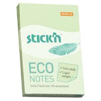 Hopax Stıck'n Eco Notes Yapışkanlı Not Kağıdı 76X51mm Pastel Yeşil