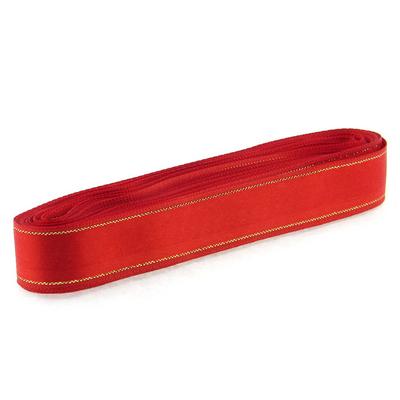 Kurdele Saten 20Mm 10 Metre Kırmızı Altın Yaldızlı