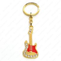 K-Gift Anahtarlık Altın Renk Gitar Kırmızı