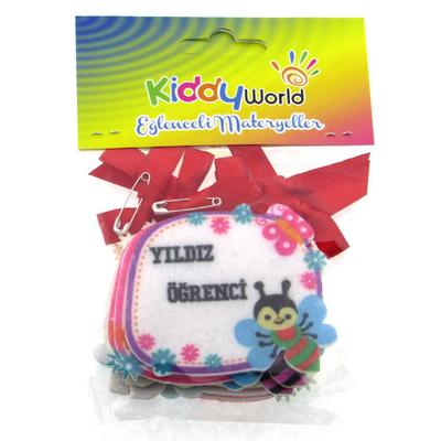 Kiddy World Keçe Motivasyon Rozeti 6'Lı Yıldız Öğrenci Yatay Kırmızı