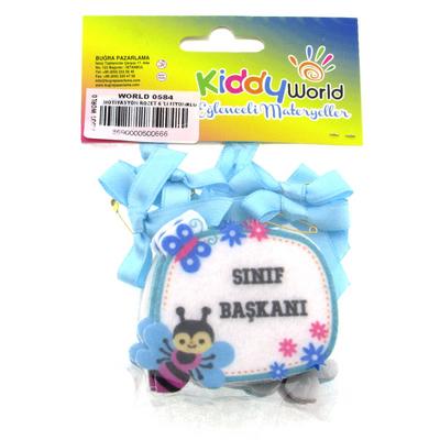 Kiddy World Keçe Motivasyon Rozeti 6'Lı Sınıf Başkanı Mavi