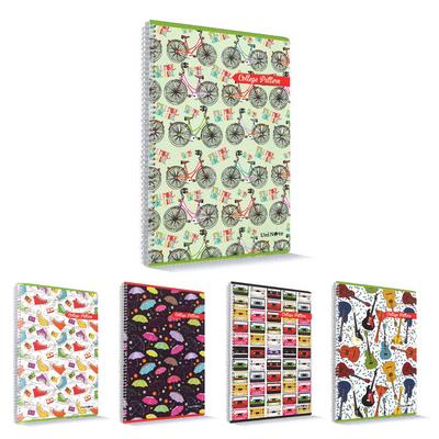College Pattern Pp Plastik Kapaklı Spiralli Defter A4 Büyük Boy 80 Yaprak Kareli