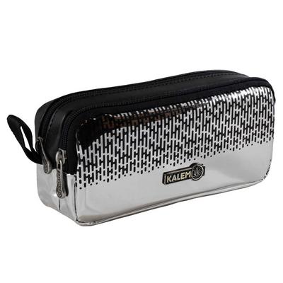 Kalemlig Kl19-Pd04 Puzzle Double Kalem Çantası Gümüş