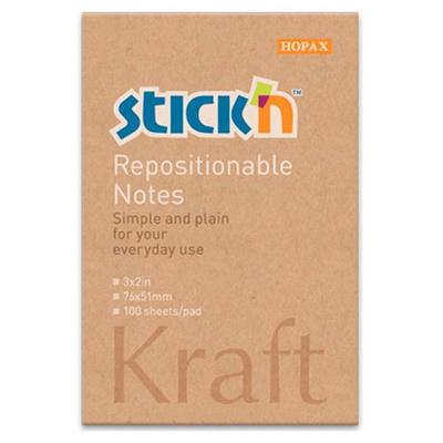 Hopax Stıck'n Yapışkanlı Not Kağıdı 76X51mm Kraft
