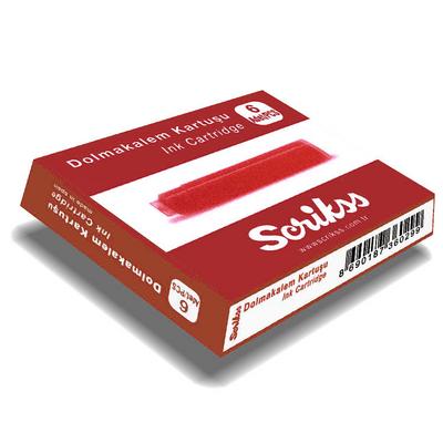 Scrikss Dolma Kalem Mürekkep Kartuşu 6'Lı Kırmızı