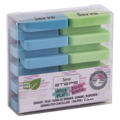 Serve Steps Silgi 2'Li Pastel Açık Mavi - Açık Yeşil